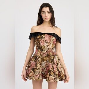 Nordstrom Strapless Floral Dress - Black and Pink